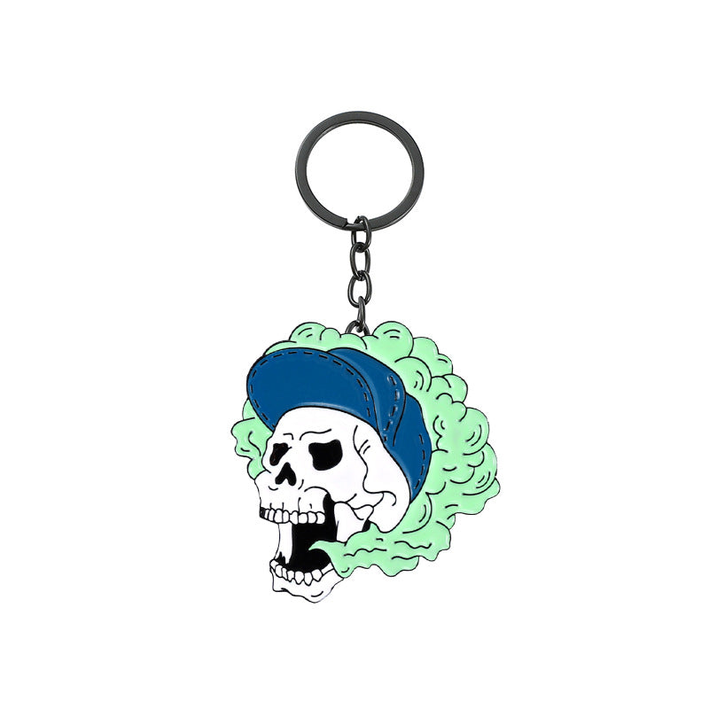 Wholesale 100pcs/pack Halloween Flame Skeleton Zinc Alloy Keychains